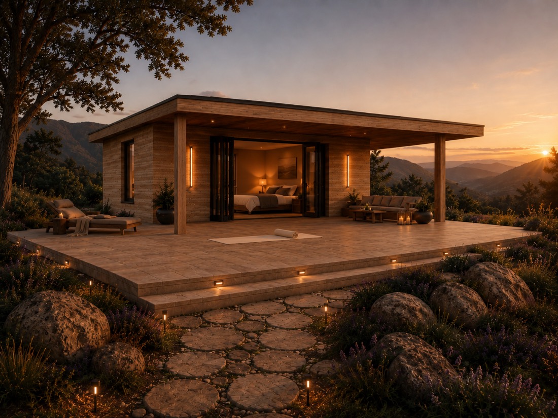 A modern-rustic guest suite open to the mountains